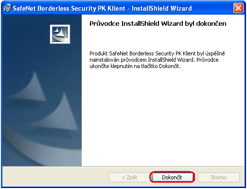 6. Na následující obrazovce spusťte instalaci SW tlačítkem Instalovat. 7. Po ukončení instalace klikněte na tlačítko Dokončit.