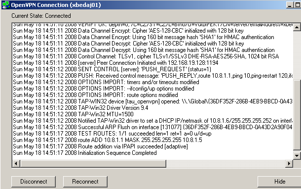 Konfigurační soubor jsem vytvořili, potřebujeme ještě nahrát certifikát a klíč klienta. Vytvoříme nový adresář C:\Program Files\OpenVPN\config\xbedaj01\ do kterého nahrajeme soubory ca.crt xbedaj01.