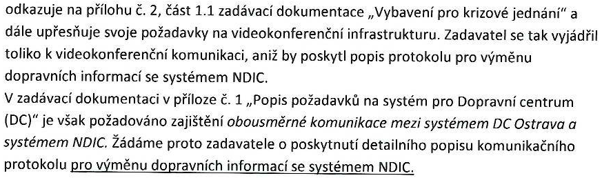 Dotaz č. 47 (obdržen dne 14. 11. 2014): Zadavatel připojuje přílohu s popisem komunikace s NDIC Specifikace XML struktury pro příjem dopravních informací. Dotaz č.