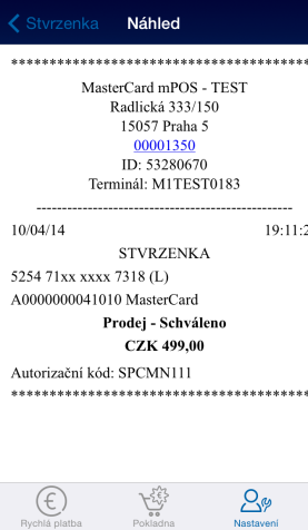 B. Refundace ve formě papírové účtenky 1. V menu aplikace mpo 2 S Nastavení stiskněte tlačítko Archiv stvrzenek. 2. Ze seznamu provedených plateb klikněte na vybranou transakci k refundaci. 3.