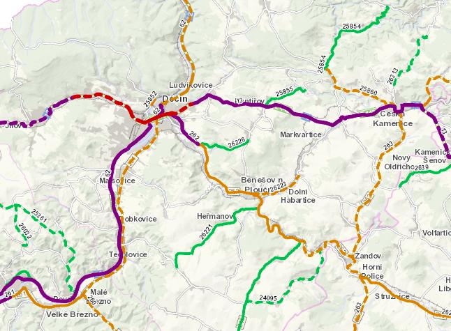 Nejvydatnějším zdrojem zbytné tranzitní kamionové dopravy na komunikaci II/262 v úseku Česká Lípa Děčín ve směru od Děčína jsou vozidla, která vstupují do města Děčína po komunikaci č.