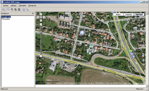 Mapy Mapy umožňují zobrazení fyzického umístění kamer,pracovat lze se dvěma typy map : - Google mapy mapy či satelitní snímky použité z aplikace od firmy Google.