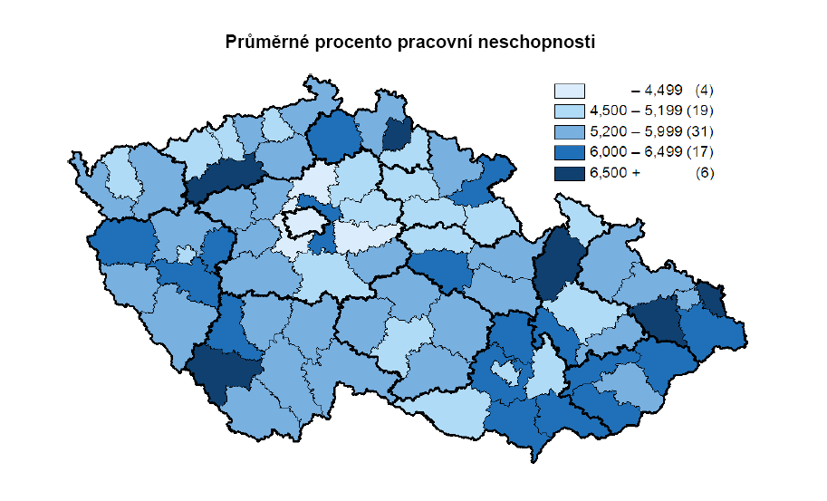 Obrázek 1: Procento dočasně neschopných 63 v posledních 2 týdnech 64 Obrázek 2: Průměrné procento pracovní neschopnosti 65 63 Pojem dočasně neschopný se pouţívá jako přibliţný ukazatel pracovní