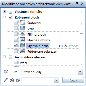 Průvodce pro vyztužování Lekce 2: Půdorys a výkres bednění 107 Na závěr přiřaďte plošný element, který bude později použit pro zobrazení v asociativním řezu.