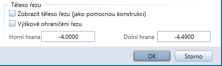 Průvodce pro vyztužování Lekce 4: Výkres výztuže 149 3 Klikněte na Modifikace vlastností pohledu, řezu (paleta Funkce, oblast Změnit) a aktivujte celé levé zobrazení půdorysu.