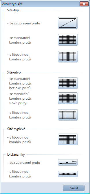 Průvodce pro vyztužování Lekce 4: Výkres výztuže 285 5 Zadejte jako Třída ocele text BSt 500 M. 6 Klikněte na Nové. Objeví se přehled o možných zobrazeních sítě a variant zadání.