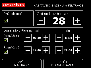 Nastavení a konfigurace systému Nastavení druhu měření a dávkované dezinfekce ASIN Aqua HOME může měřit volný chlor nebo REDOX potenciál a dle naměřených hodonot dávkovat dezinfekční prostředek.