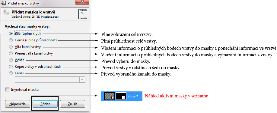 vrstvou, samotné sloučení vrstev a také možnosti manipulace s rozměry. Právě dvě poslední zmiňované funkce se nachází v rozšířeném menu vrstev. 5.