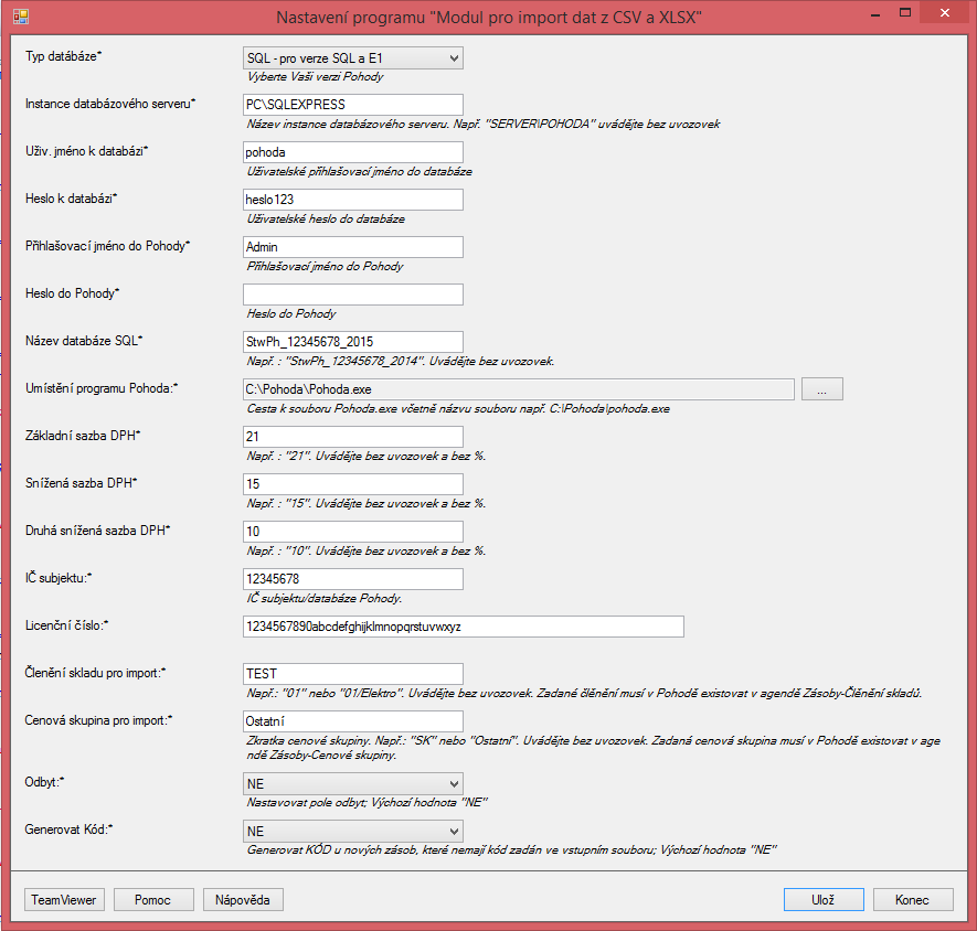 III. Nastavení programu Modul pro Import dat do Pohody se nastavuje pomocí spuštění aplikace NastaveniProgramu.exe.