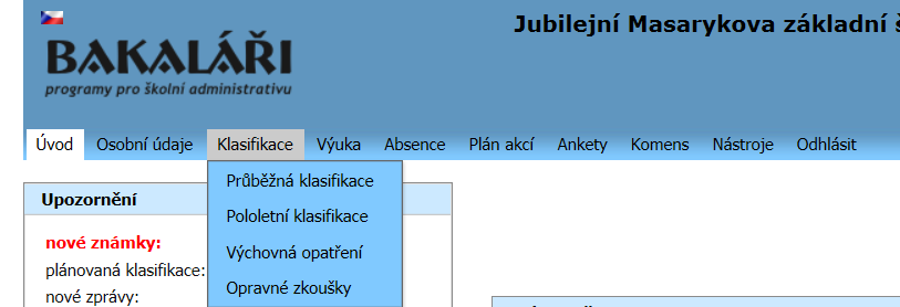 3. Hlavní panel s kartami nabídek 3.1 3.2 3.3 3.4 3.5 3.6 3.7 3.8 3.9 3.10 3.1. Karta Úvod Karta Úvod slouží k návratu na hlavní stránku profilu 3.2. Karta Osobní údaje Kliknutím na kartu osobní údaje si můžete zkontrolovat, zda údaje souhlasí.