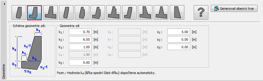 fáze budování 1: posouzení stávající zdi od přitížení silniční dopravou, fáze budování 2: náraz automobilu do svodidla ukotveného ve vrcholu zdi.