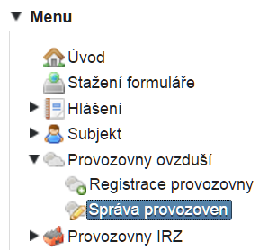 Tento postup je určen pro doplnění kódu adresního místa v návaznosti na detailní vyplnění adresy provozovny Ovzduší na účtu ISPOP ohlašovatele.