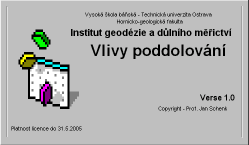 12 3 Výpočetní program vlivů poddolování SUBSCH Program vytvořil autor na Institutu geodézie a důlního měřictví pod OS WINDOWS 98 v jazyku VisuelBasic 6.