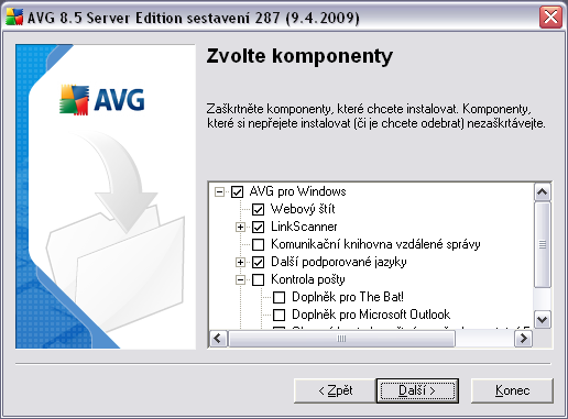 4.6. Uživatelská instalace - Cílový adresář Dialog Cílový adresář vám dává možnost určit, kam má být program AVG instalován.