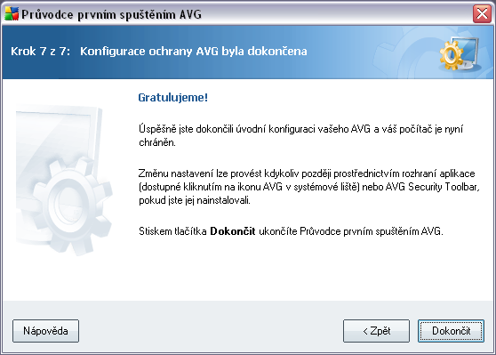 5.4. Konfigurace AVG dokončena Konfigurace vašeho AVG 8.