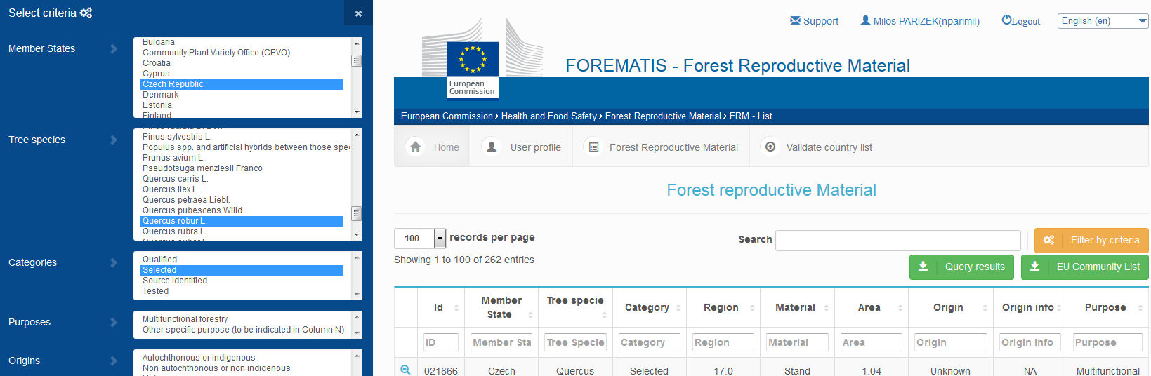 Informace o nakládání s reprodukčním materiálem lesních dřevin 2015 lesních dřevin, je možné veřejně prohlížet na webové adrese
