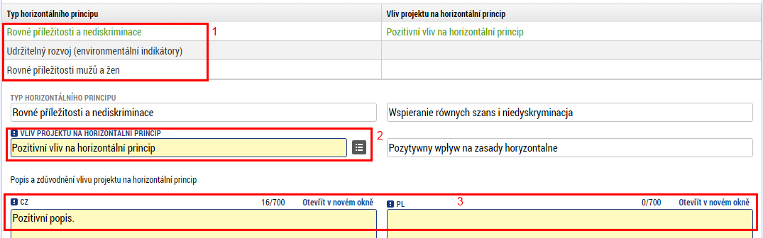 Druhý blok obsahuje automatický součet jednotlivých indikátorů na úrovni projektu. 5.21.