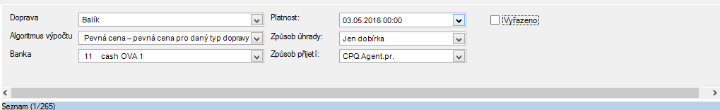 Verze 1.8.70.1 Číselník ceník dopravy Rozšíření filtru číselníku Ceník dopravy o způsob přijetí a způsob úhrady. Řazení a vzhled Přijetí na záložce ceníku dopravy upraveno.