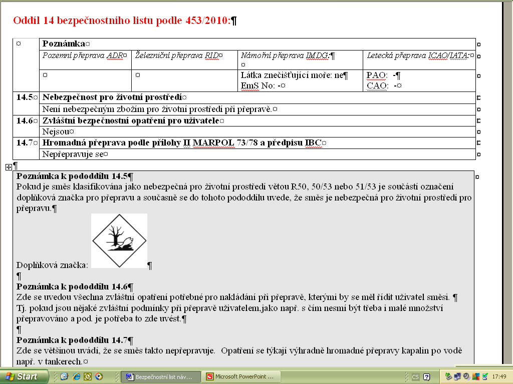 Pokud budeme směs klasifikovat dobrovolně podle CLP, bude klasifikována jako žíravá. Bude nebezpečná pro přepravu?