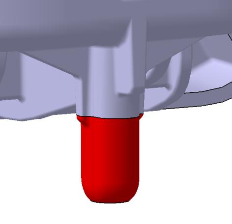 2 ÚPRAVA GEOMETRIE Pro snadnější tvorbu konečnoprvkové sítě a zjednodušení tvaru geometrie jsou odstraněny vymezovací kolíky ve spodní části převodovky, výrobní razítko a vyražený materiál. Obr.