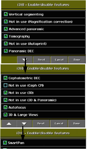 INFORMAČNÍ ZOBRAZENÍ 9.2 Nastavení programů (i300) Přidat/ubrat programy (i310) Zvolte Feature program control i300 na Information displays. Zde je možno přidat nové funkce přístroje.