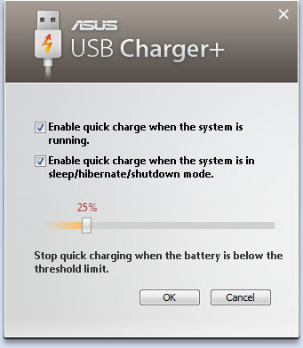 USB Nabíjení+ USB Nabíjení+ nabíjí USB zařízení slučitelné se specifikací Nabíjení baterií Verze 1.1 (BC1.1) při zapnutém i vypnutém notebooku.