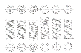 6.5 Vinuté pruţiny Pruţiny se vyrábí jiţ po mnoho let ze silného drátu kruhového průřezu. Pruţiny jsou uloţeny tak, aby síla, která je stlačuje, působila v její ose.