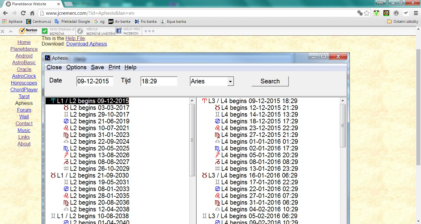 Dalším volný program je od astrologa Jeana Cremerse Aphesis: http://www.jcremers.com/?