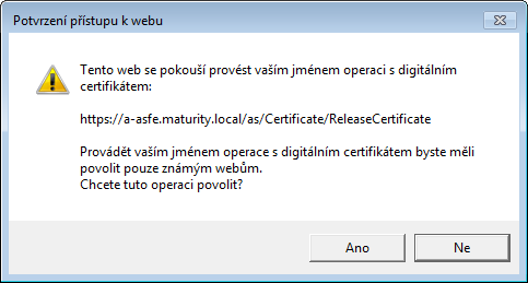Samoobsluţná aplikace (7) Instalace certifikátu uţivatele 2.