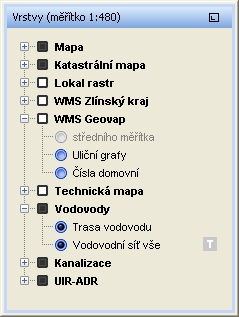 Umožňuje nastavit polohu legendy tematizace, příp. umožňuje zakázat její zobrazování. SOUŘADNÝ SYSTÉM Možnost nastavení souřadného systému WGS84 nebo JTSK.