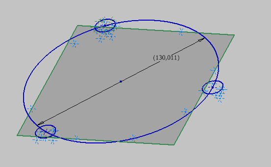 Výhodou je vlastní práce v CAD prostředí, není problém zkonstruovat např. roztečnou kružnici k dříve naměřeným útvarům a změřit její průměr viz obr.