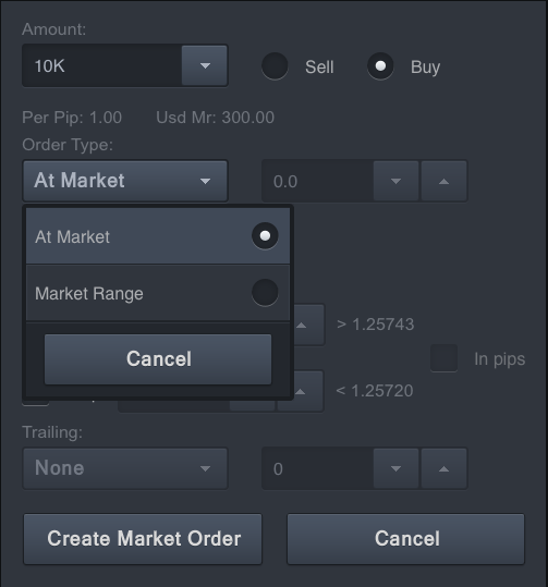 Výběr směru - Sell (Prodej), Buy (Nákup) Co nejlépe Tržní rozpětí Potvrzení vložení tržního pokynu Informace o uskutečněné transakci jsou zobrazeny okamžitě po jejím provedení.