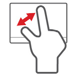 20 - Touchpad Díky tomu můžete aplikace ovládat pomocí několika jednoduchých gest, například: Přesuňte prst z okraje: Získejte přístup na nástroje Windows přesunutím prstu do středu touchpadu z