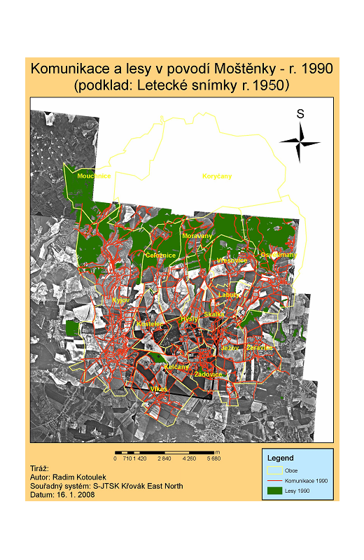 B MAPA 2: KOMUNIKACE A LESNí POROSTY R.