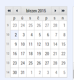 Filtr pro snadné vyhledávání Výběr zvoleného údaje ze seznamu Kalendář Po přihlášení máte možnost na hlavní stránce využít funkci Kalendář, ve kterém k jednotlivým dnům můžete navázat příslušnou