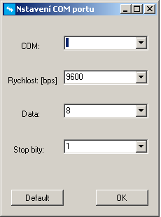 částečně univerzální COM port komunikátor, jenž umožňuje nastavit různé parametry zprávy, zejména počet datových bitů, počet stop bitů a komunikační rychlost. Parita je zde nepoužita.