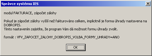 formát: FAKTURACE_OPIS_FV_PRODEJ_ZE_SKLADU_PRED=zvolený text implicitně: - Dodávka dle dodacího listu DDDD/CCCCC ------------------------------- 2.