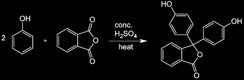 připravuje se reakcí fenolu a ftalanhydridu za katalýzy kyseliny sírové: