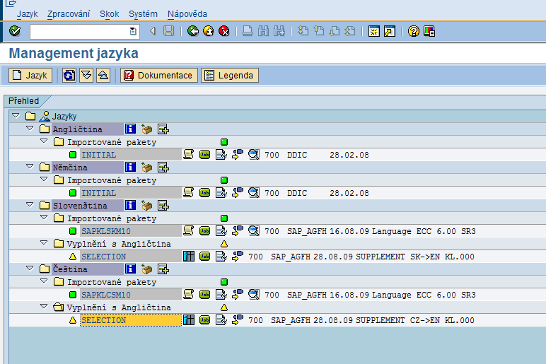 5.5 Jazykové mutace 40 Systém SAP R/3 je nadnárodní produkt. Coţ znamená, ţe pro jednotlivé jazyky stačí doinstalovat jazyky uţivatelského rozhraní.