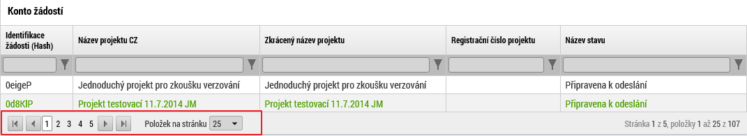 Základní ovládání komponenta Seznam Komponenta Seznam se skládá z: Záhlaví, Filtrovací řádek, Nalezené záznamy a informace, Součtový řádek, Zápatí.