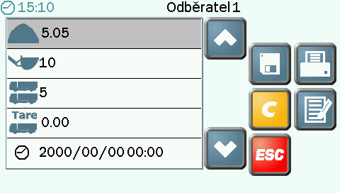 4.1.4 Tisk VŠECH pamětí pro odběratele CZ694-03.PCX - Z této obrazovky se vytisknou data ze všech pamětí pro odběratele, kromě těch, která neobsahují žádná data.