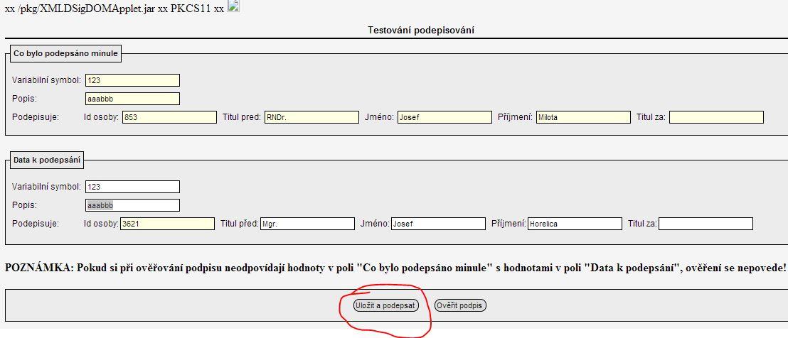 Stisknutím tlačítka Kontrola nastavení počítače pro podepisování zjistí uživatel, zda je jeho počítač nastaven správně pro