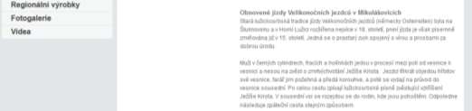 Po kliknutí na název trasy v políčku se zobrazí informační stránka trasy: Tato stránka je opatřena fotografiemi míst z trasy a podrobným popisem trasy, kde názvy míst slouží zároveň jako odkazy na