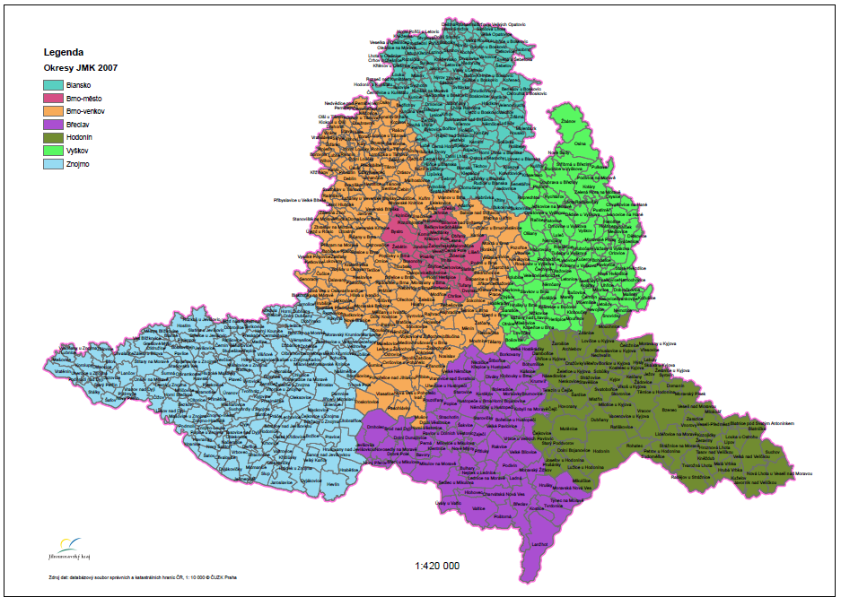 6. Lokalita a okolí 6.1 Umístění projektu Poloha kraje Jihomoravský kraj (rozloha 7 196 km2, 1 147 146 obyvatel k 31. 12.