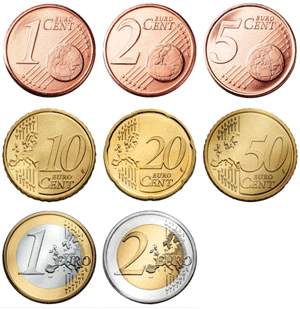 Vzory euromincí Eurové mince mají společnou stranu, stejnou na všech mincích, a národní stranu podle země, která ji vydala. Společná strana reprezentuje mapu Evropské unie.