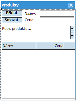 Praktická část že tlačítko pro přidání produktu ovládá obě tyto úlohy, ale rozhodnutí akce probíhá podle skutečnosti, zda předtím uživatel vybral nějaký produkt či nikoliv. Obrázek 9.
