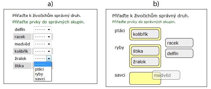 1 ÚVOD DO ELEARNINGU Obrázek 9 Náhled na otázku typu spojovací Obrázek 10 Náhled na otázku typu přiřazovací Přiřazovací (obr. 10) jedná se o zobecnění předcházející možnosti.