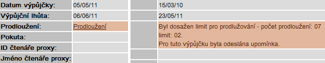 Pokud v základním menu kliknete na Výpůjčky, zobrazí se jejich přehled i s datem, do kdy máte knihy vrátit.