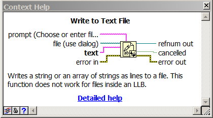 LabVIEW zkratky, které se mohou hodit - ctrl+h nebo menu Help show Context Help.