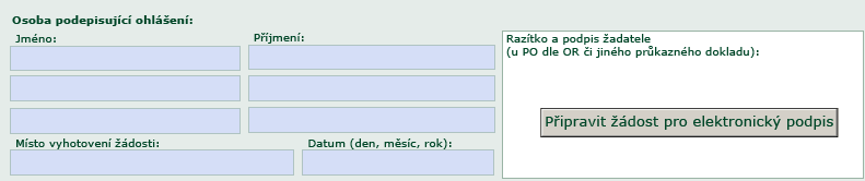 3.3.2 Formulář Ohlášení vstupu do opatření ZZP V rámci Ohlášení není nutné uvádět bankovní spojení žadatele.